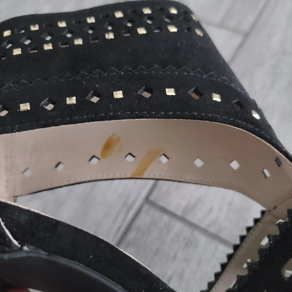 Jennifer Lopez Black Cutout Studded High Heel Sandals Size 8